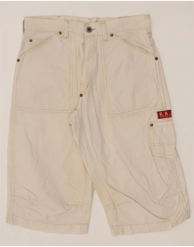 REPLAY Mens Cargo Bermuda Shorts W30 Medium Off White Cotton