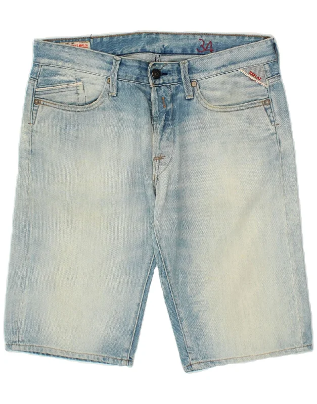 REPLAY Mens Denim Shorts W34 Large Blue