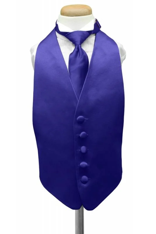 Royal Blue Luxury Satin Kids Tuxedo Vest