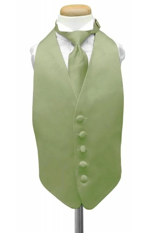 Sage Luxury Satin Kids Tuxedo Vest