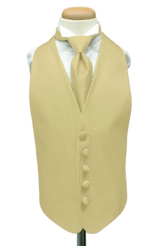 Sand Herringbone Kids Tuxedo Vest