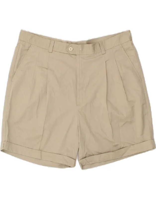 SERGIO TACCHINI Mens Pegged Chino Shorts W38 XL Beige Polyester