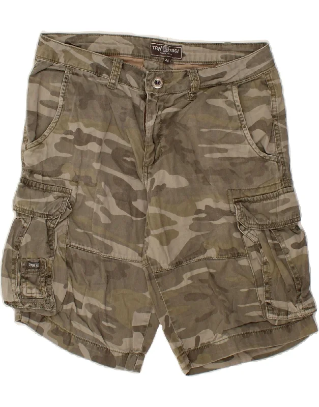 TERRANOVA Mens Cargo Shorts IT 44 XS W30 Khaki Camouflage