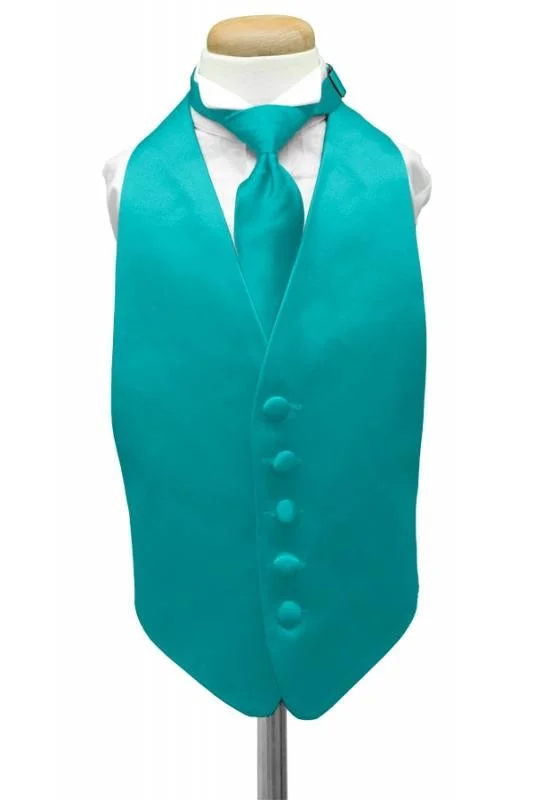 Turquoise Luxury Satin Kids Tuxedo Vest