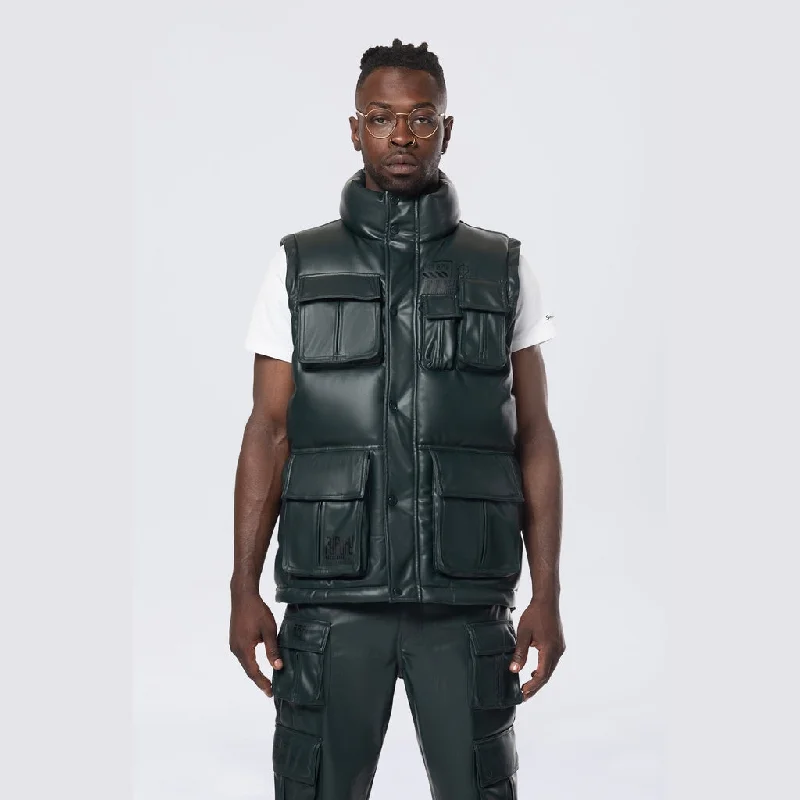 Utility Vegan Leather Vest - Scarab