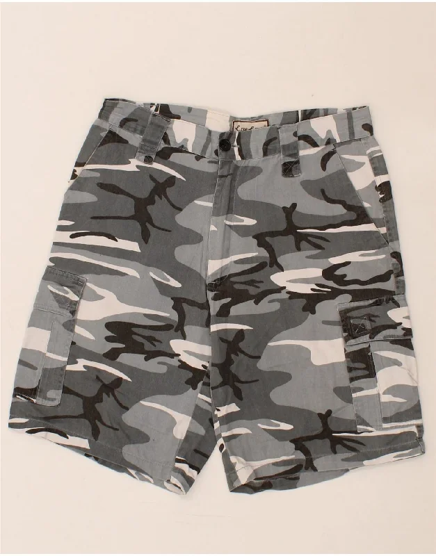 VINTAGE Mens Cargo Shorts IT 46 Small W29 Grey Camouflage Cotton