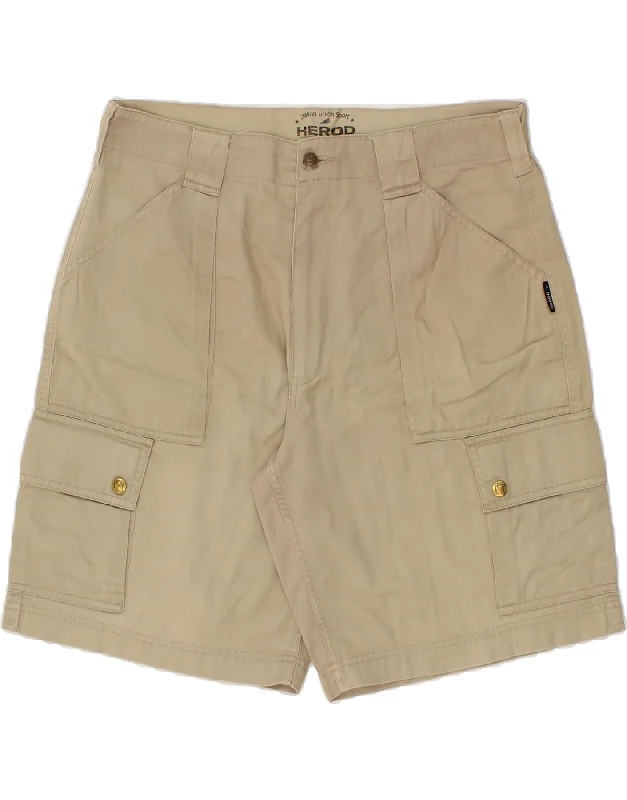 VINTAGE Mens Cargo Shorts IT 50 Large W34  Beige Cotton