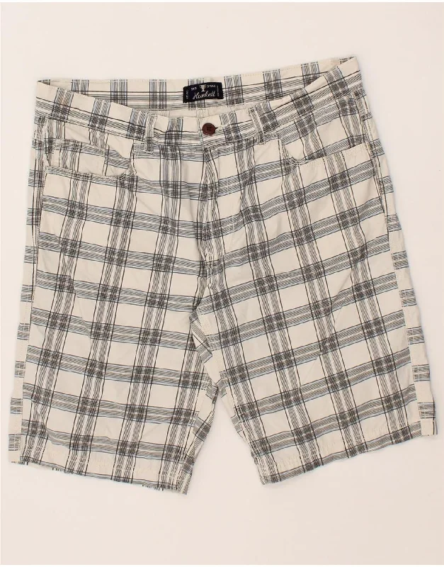 VINTAGE Mens Casual Shorts IT 52 XL W34 White Check Cotton