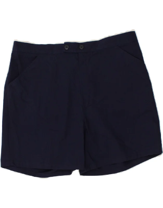 VINTAGE Mens High Waist Chino Shorts IT 52 XL W32 Navy Blue Polyester