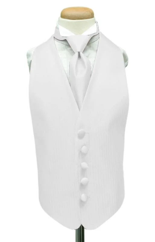 White Herringbone Kids Tuxedo Vest