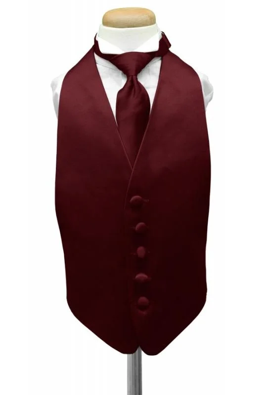 Wine Luxury Satin Kids Tuxedo Vest