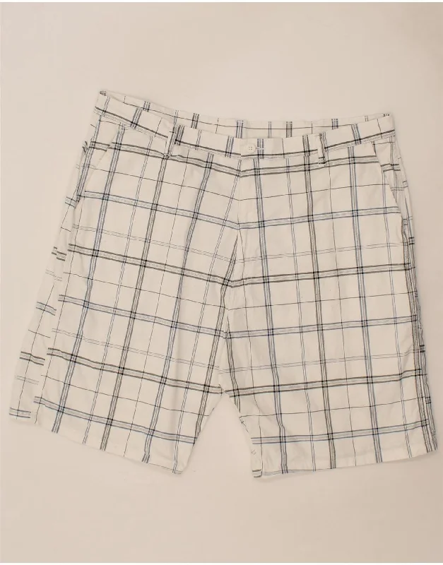 WRANGLER Mens Chino Shorts W42 2XL White Check Cotton