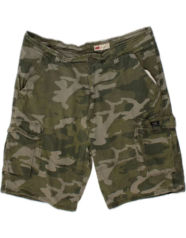 WRANGLER Mens Relaxed Fit Cargo Shorts W40 XL Green Camouflage