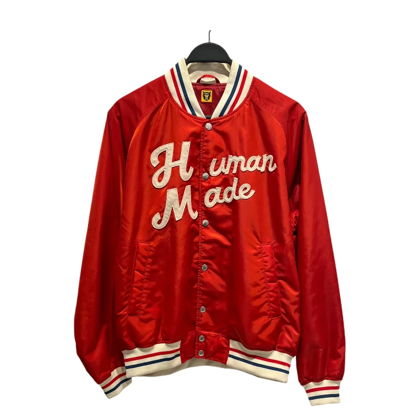 HUMAN MADE/Jacket/L/Nylon/RED/HM Felt Embroidery Varsity