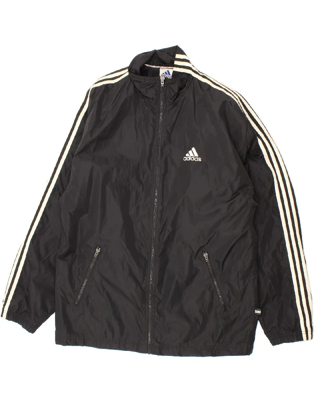 ADIDAS Mens Windbreaker Jacket UK 38/40 Medium Black Polyester