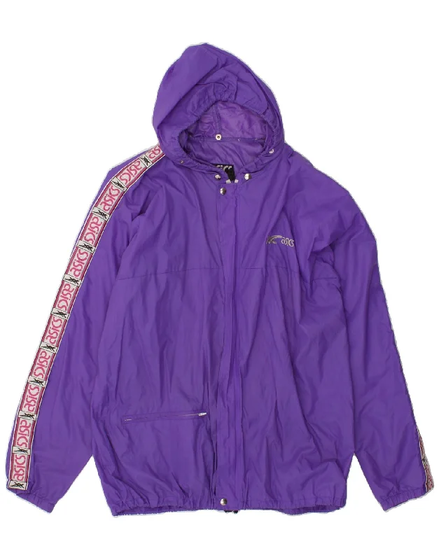 ASICS Mens Graphic Hooded Rain Jacket UK 42 XL Purple Polyamide