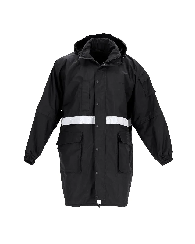 Balenciaga Reflective Stripe Zip-front Parka in Black Nylon