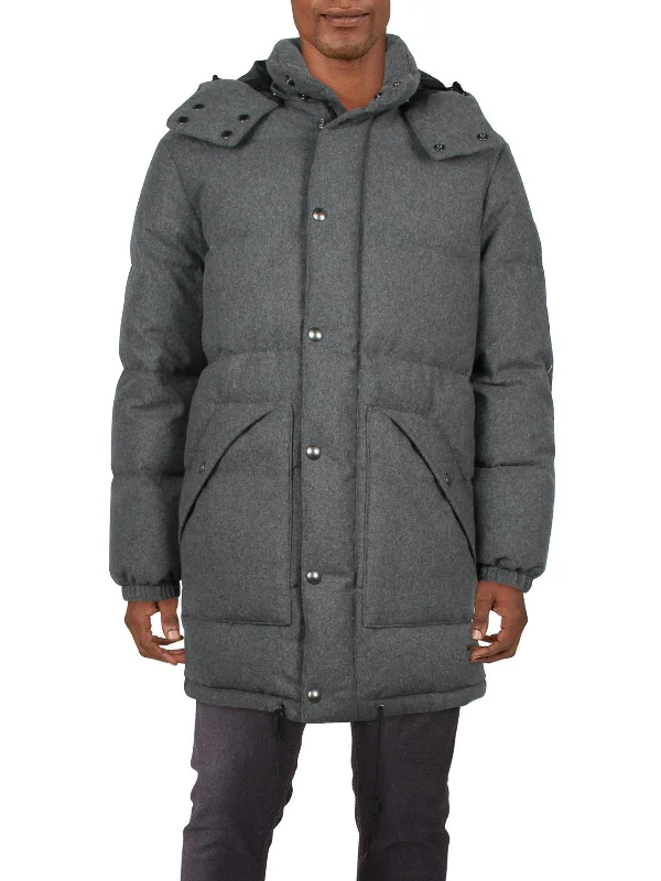 Boulder Mens Heathered Quilted Down Coat