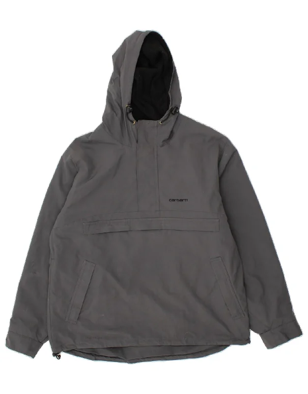 CARHARTT Mens Hooded Anorak Jacket UK 36 Small Grey Nylon