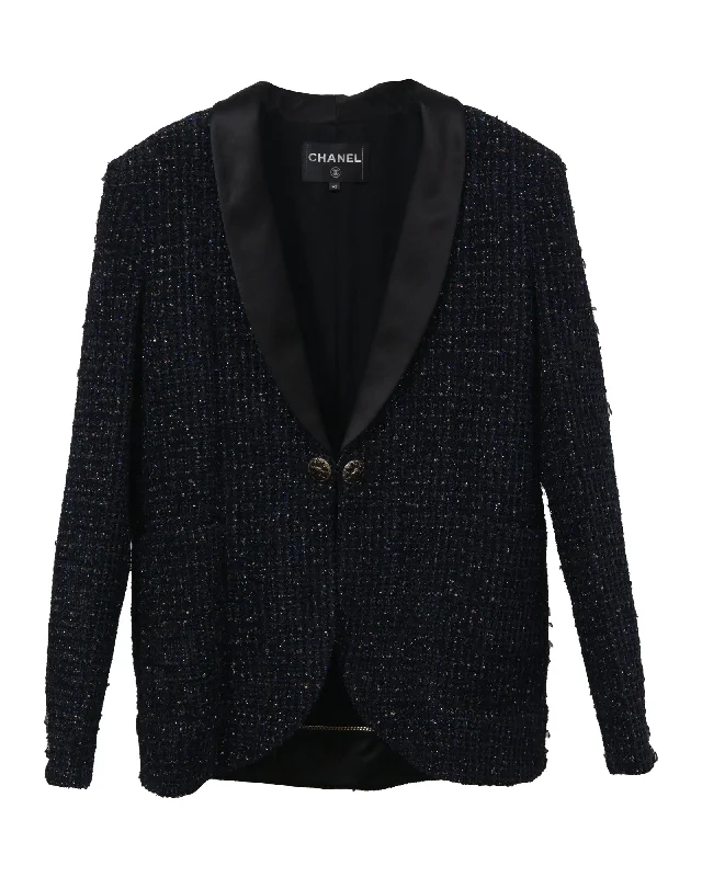 Chanel Single-Breasted Blazer in Deep Blue Wool