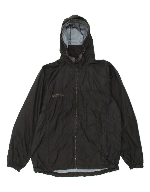 COLUMBIA Mens Hooded Rain Jacket UK 36 Small Black Nylon