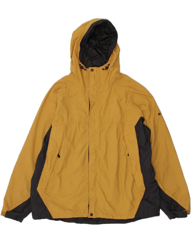 COLUMBIA Mens Hooded Rain Jacket UK 42 XL Yellow Colourblock Nylon