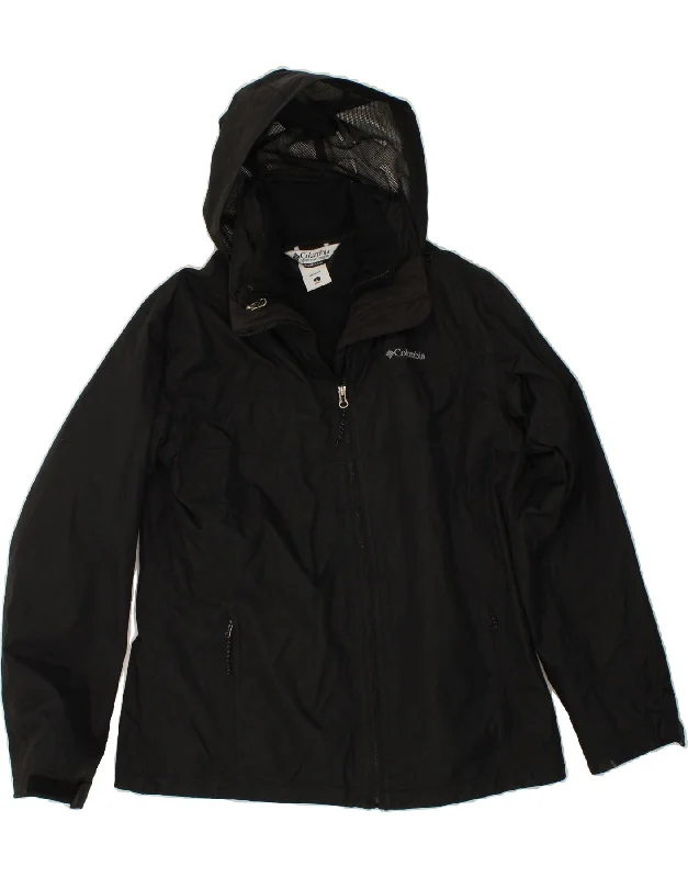 COLUMBIA Mens Omni-Tech Hooded Windbreaker Jacket UK 16  Large Black Nylon