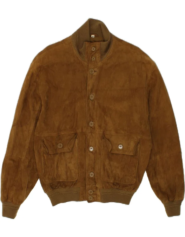 CONBIPEL Mens Suede Bomber Jacket IT 50 Large Brown Suede