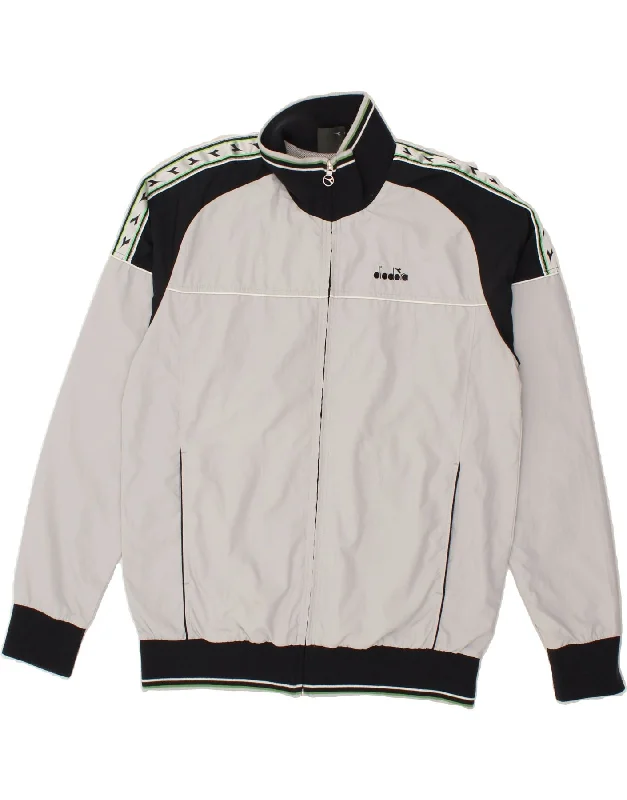 DIADORA Mens Bomber Jacket UK 42 XL Grey Colourblock Polyester