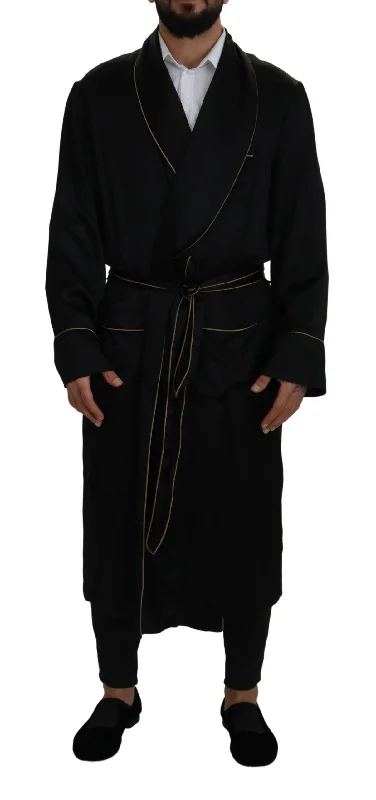 Dolce & Gabbana Elegant  Silk Long Robe Men's Coat