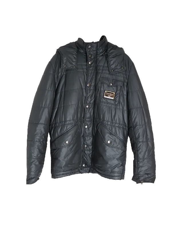 Dolce & Gabbana Puffer Coat in Black Polyamide