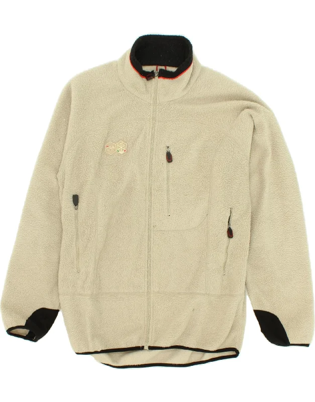 FILA Mens Fleece Jacket UK 40 Large Beige Polyester