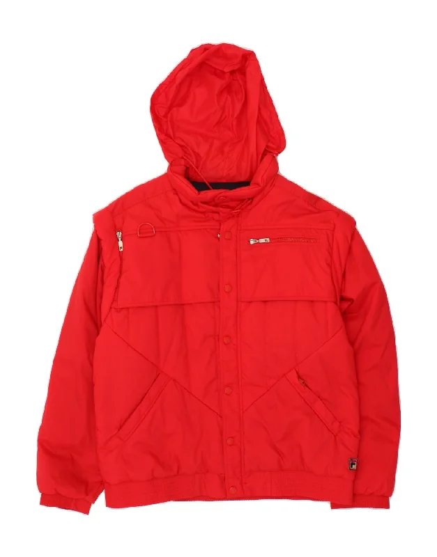 FILA Mens Hooded Padded Jacket IT 42 XL Red Polyamide