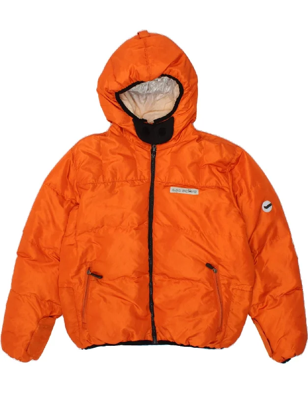 GAS Mens Hooded Padded Jacket UK 38 Medium Orange Polyamide