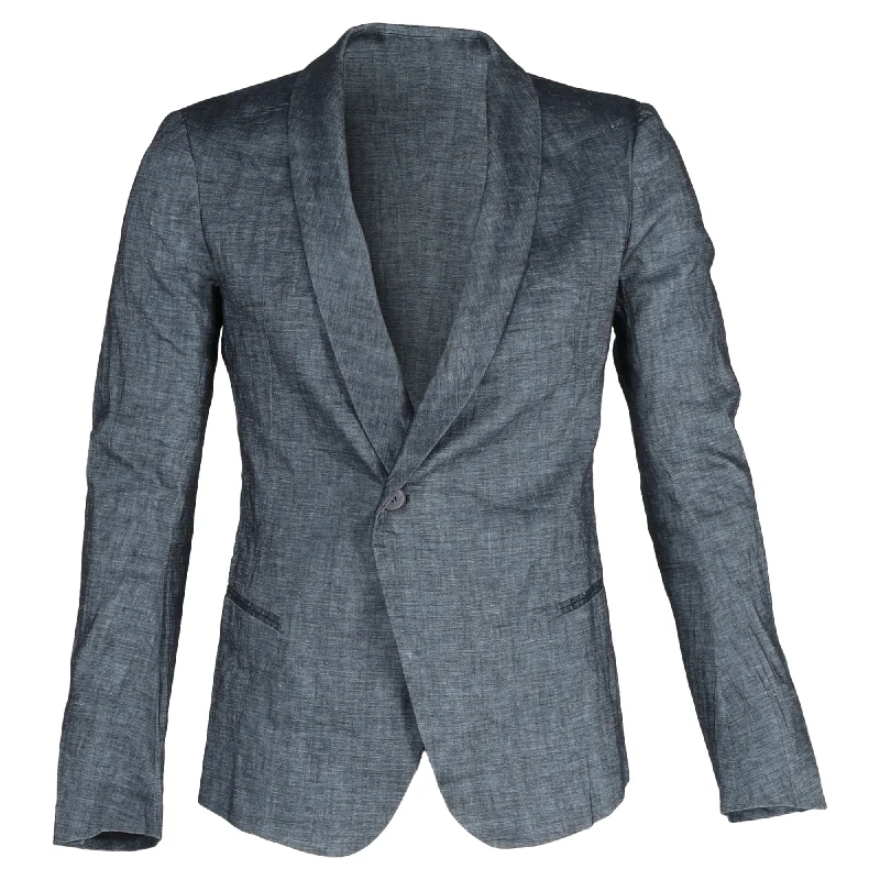 Haider Ackermann Shawl Collar Single-Breasted Blazer in Grey Linen