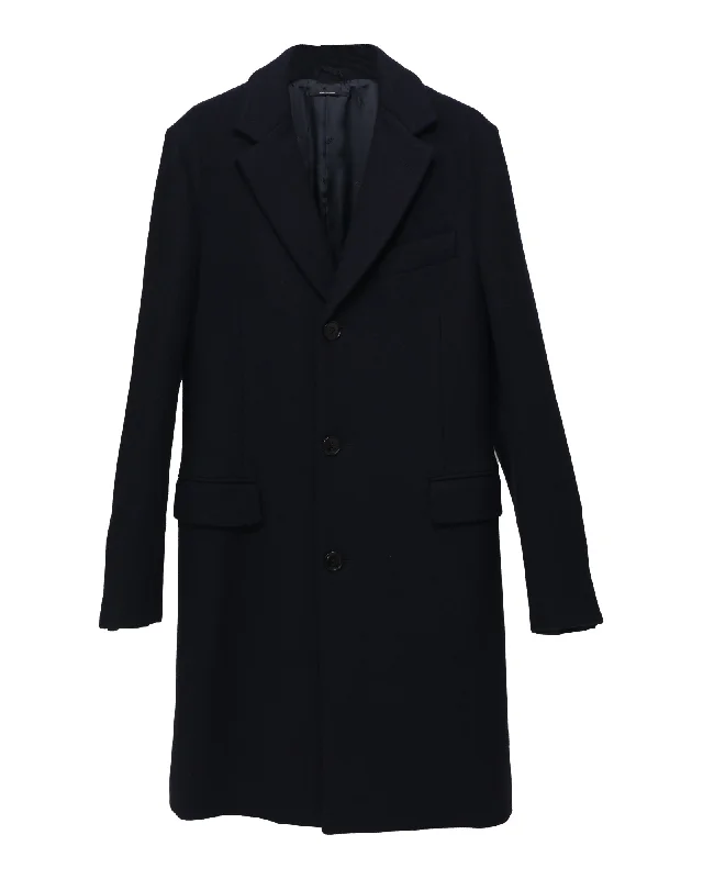 Hermes Long Coat in Navy Blue Wool