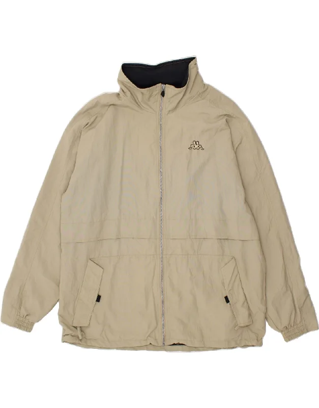 KAPPA Mens Hooded Rain Jacket UK 40 Large Beige Polyamide