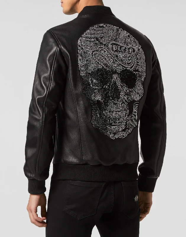 Leather Bomber Paisley Stones