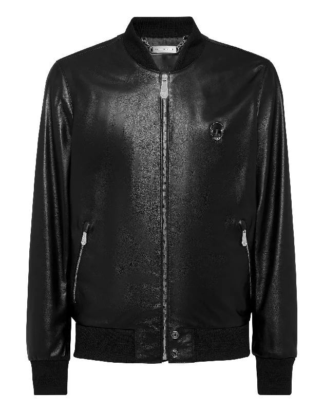 Leather Bomber Skull