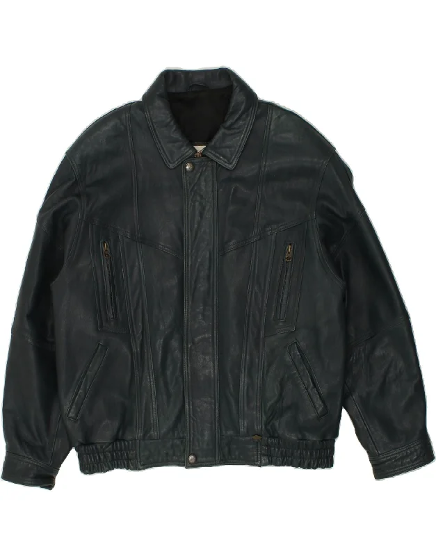 MAX Mens Leather Jacket UK 40 Large Green Leather