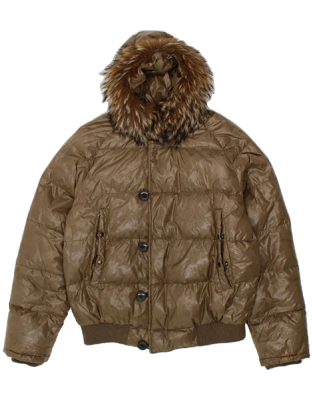 MONCLER Mens Hooded Padded Jacket Size 4 XL Beige