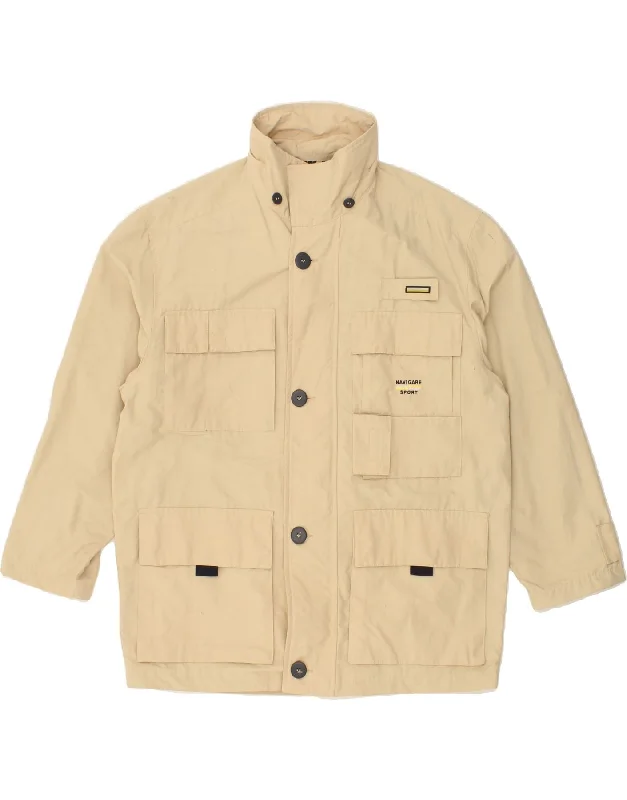 NAVIGARE Mens Loose Fit Utility Jacket UK 36 Small Beige Cotton