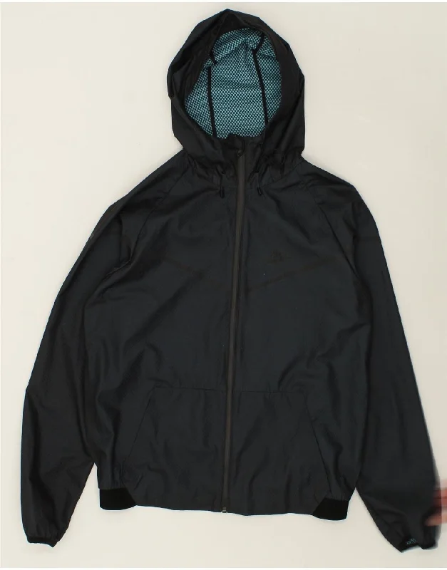 NIKE Mens Hooded Rain Jacket UK 38 Medium Navy Blue Polyamide