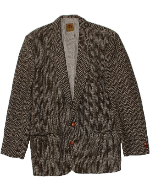 STEFANEL Mens 2 Button Blazer Jacket UK 40 Large Grey Herringbone