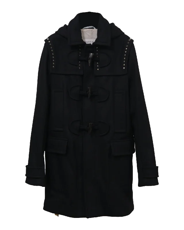 Valentino Studded Coat in Black Wool