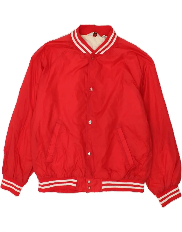 VINTAGE Mens Bomber Jacket UK 38 Medium Red Nylon