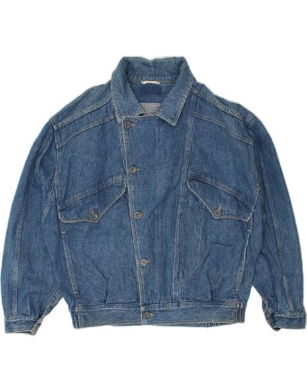 VINTAGE Mens Denim Jacket UK 42 XL Blue Cotton