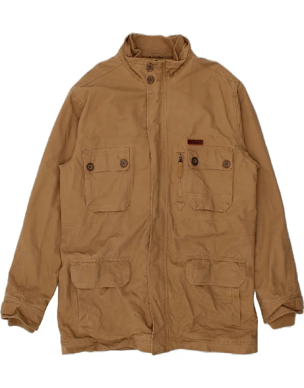 WEIRD FISH Mens Utility Jacket UK 44 2XL Brown Cotton