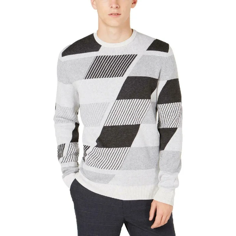 Alfani Men's Abstract Colorblocked Sweater Gray Size 2 Extra Large