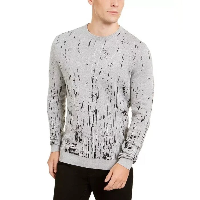 Alfani Men's Paint Splatter Crewneck Sweater Grey Size XX-Large